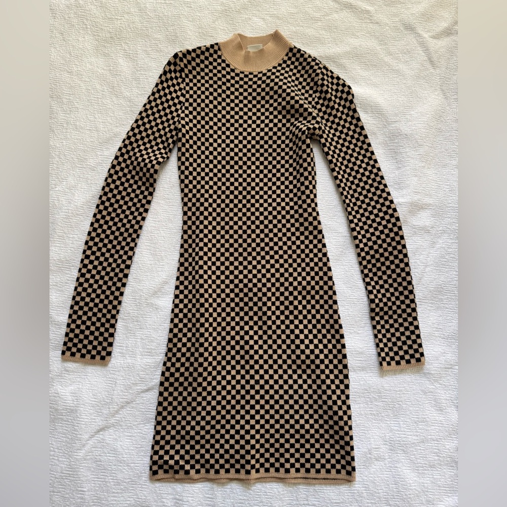 Abercrombie & Fitch Black/Tan Long Sleeve Dress